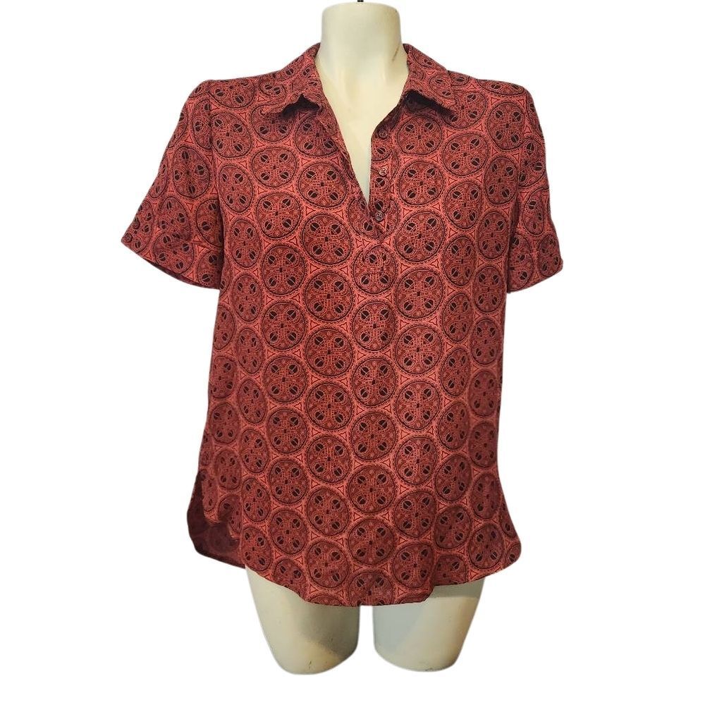Cato Red Patterned Women's Top Size‎ Medium